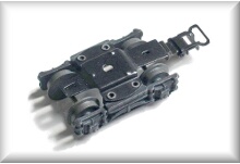 Multipart bogie, complete with coupling and wheel sets, for waggon 341 till 344 and 351 till 354, side walls made from zinc cast iron, price per piece.