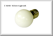 Glühlampe 19 Volt, Sockel E 10, Glaskolbendurchmesser 15mm,eierschalenfarben