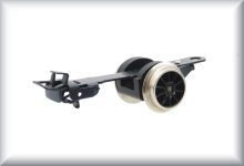 First running/trailing axle, complete with spoked wheel set and coupling, black, zinc-plated nickel-plated, suitable for CCS 800 and 3015 Price per item.