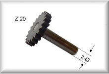 Intermediate gear wheel, module 0.4, number of teeth 20,burnished brass, price per piece